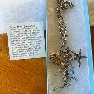 Touchstone Crystal by Swarovski Silver Ocean Necklace Starfish Seashell